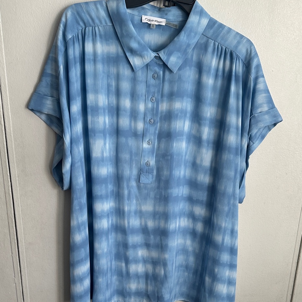 Calvin Klein Blue Tie-Dye Blouse